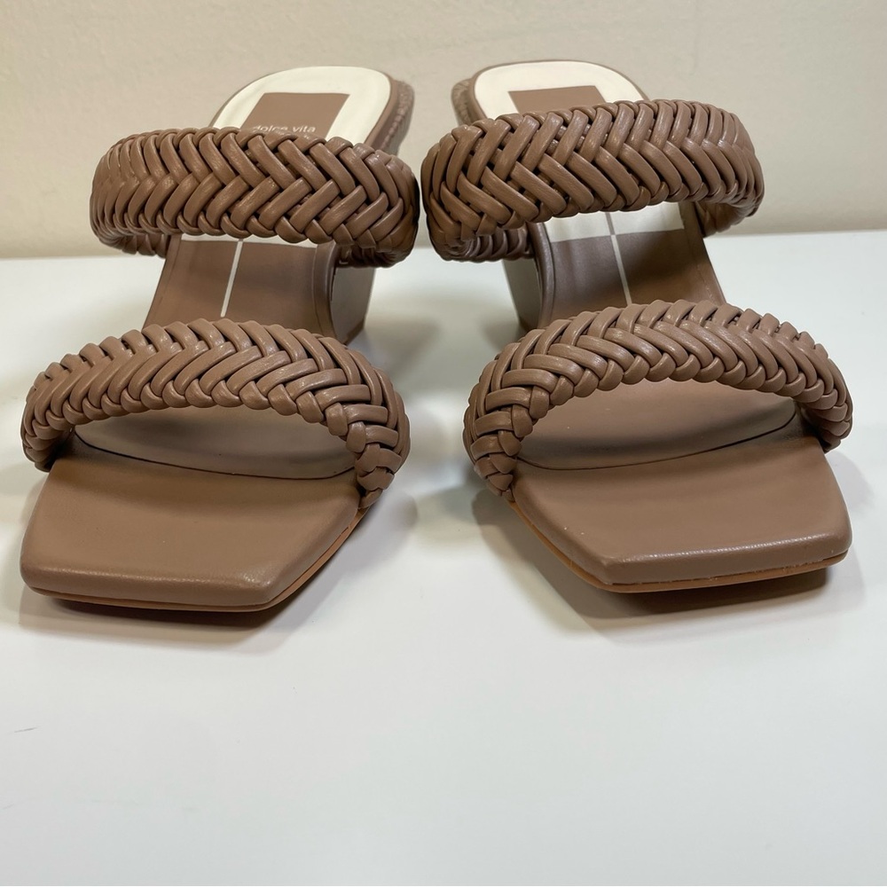 DOLCE VITA Sahale Braided Wedge Sandals Cafe Brown Square Toe Size 7 Boho Chic - Picture 4 of 11